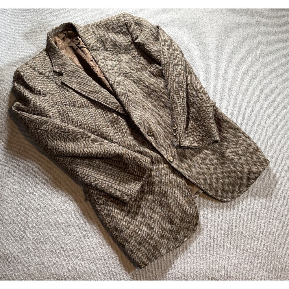 Vintage Circle‎ S Texas Western Sport Coat Jacket Men 46L  Cowboy Wool Brown
